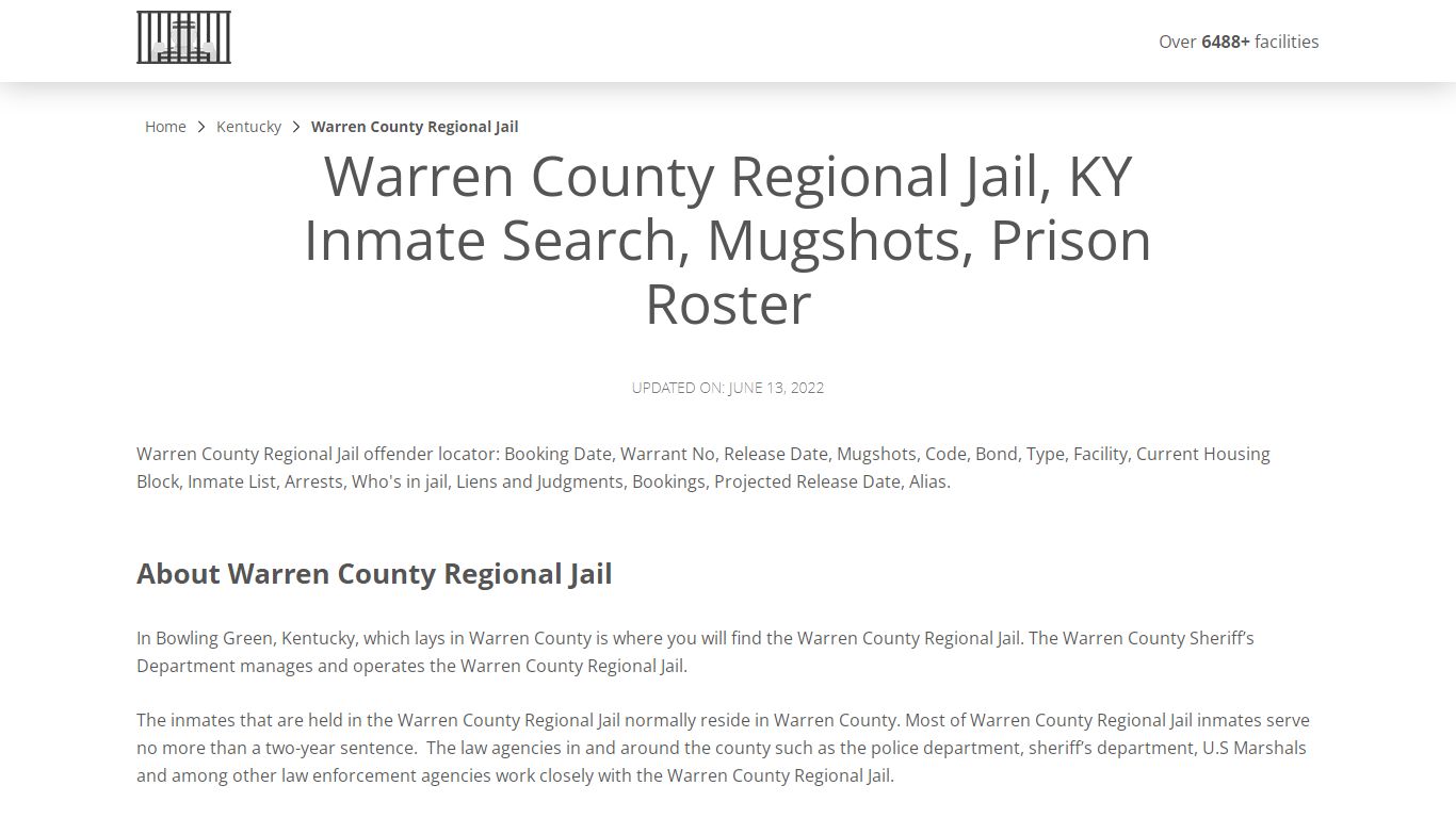 Warren County Regional Jail, KY Inmate Search, Mugshots ...